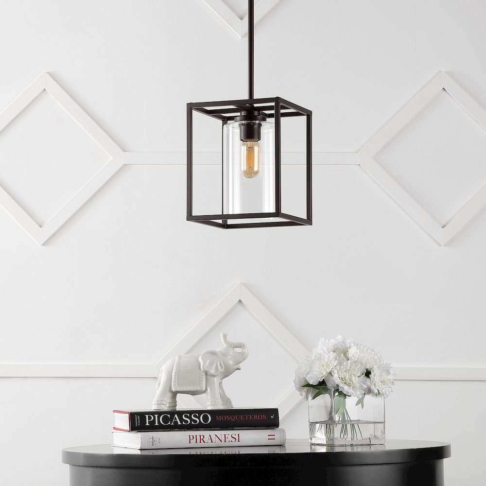 Quinn Industrial Farmhouse Iron/Glass Led Pendant. Picture 5