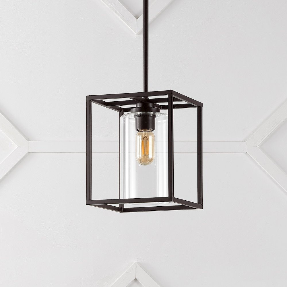 Quinn Industrial Farmhouse Iron/Glass Led Pendant. Picture 6