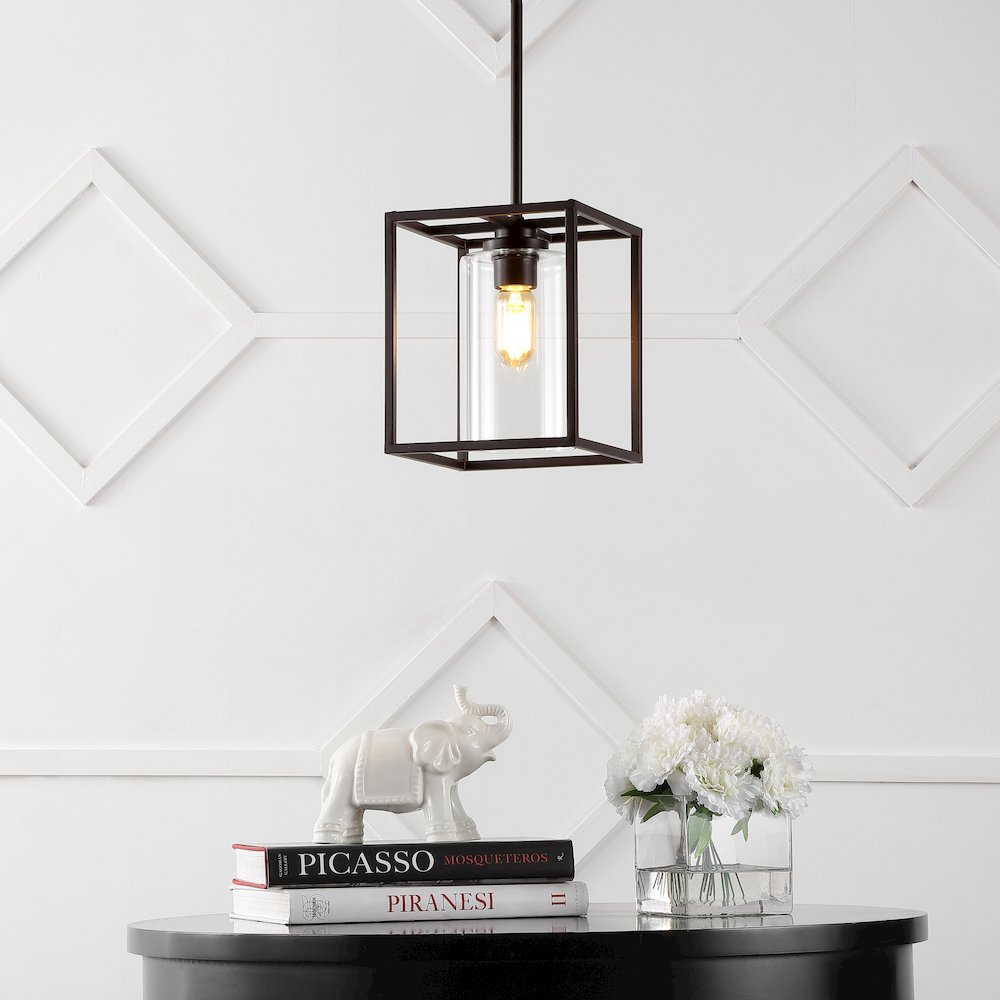 Quinn Industrial Farmhouse Iron/Glass Led Pendant. Picture 4