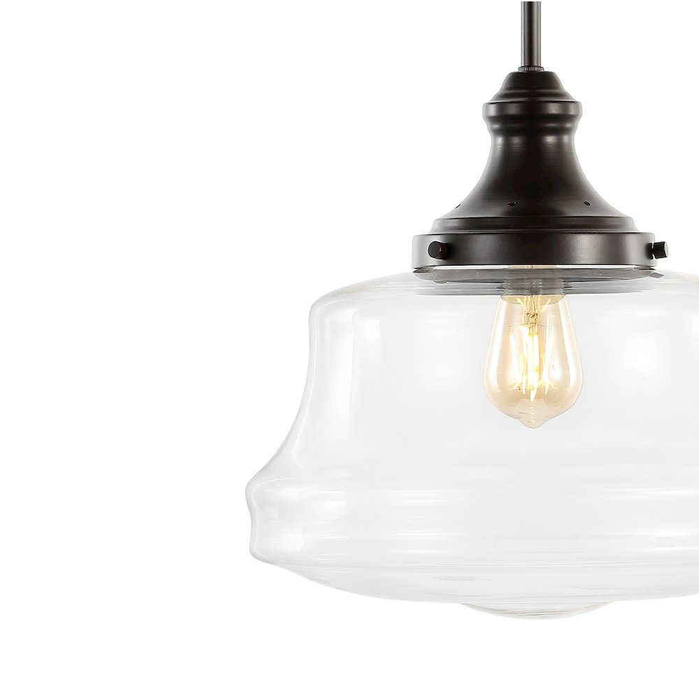 Schoolhouse Bohemian Farmhouse Iron/Glass Led Pendant. Picture 2
