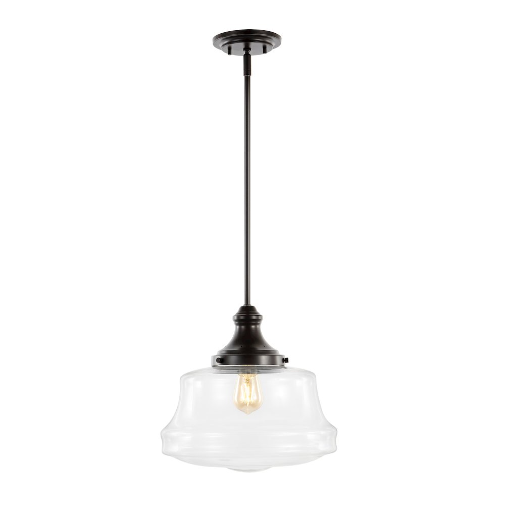Schoolhouse Bohemian Farmhouse Iron/Glass Led Pendant. Picture 7