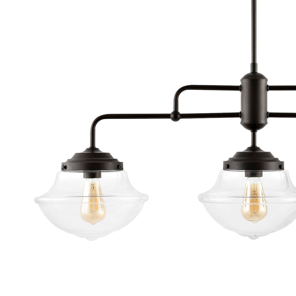 Avery Industrial Farmhouse Rustic Iron/Glass Linear Led Pendant. Picture 2