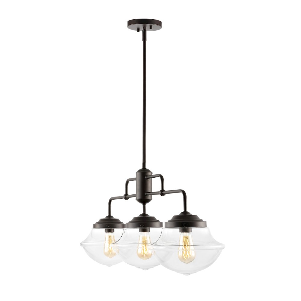 Avery Industrial Farmhouse Rustic Iron/Glass Linear Led Pendant. Picture 7