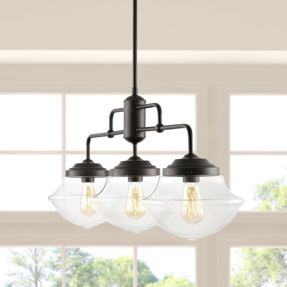 Avery Industrial Farmhouse Rustic Iron/Glass Linear Led Pendant. Picture 9