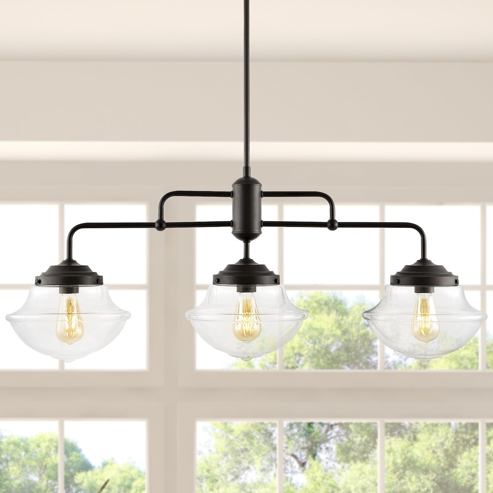Avery Industrial Farmhouse Rustic Iron/Glass Linear Led Pendant. Picture 10