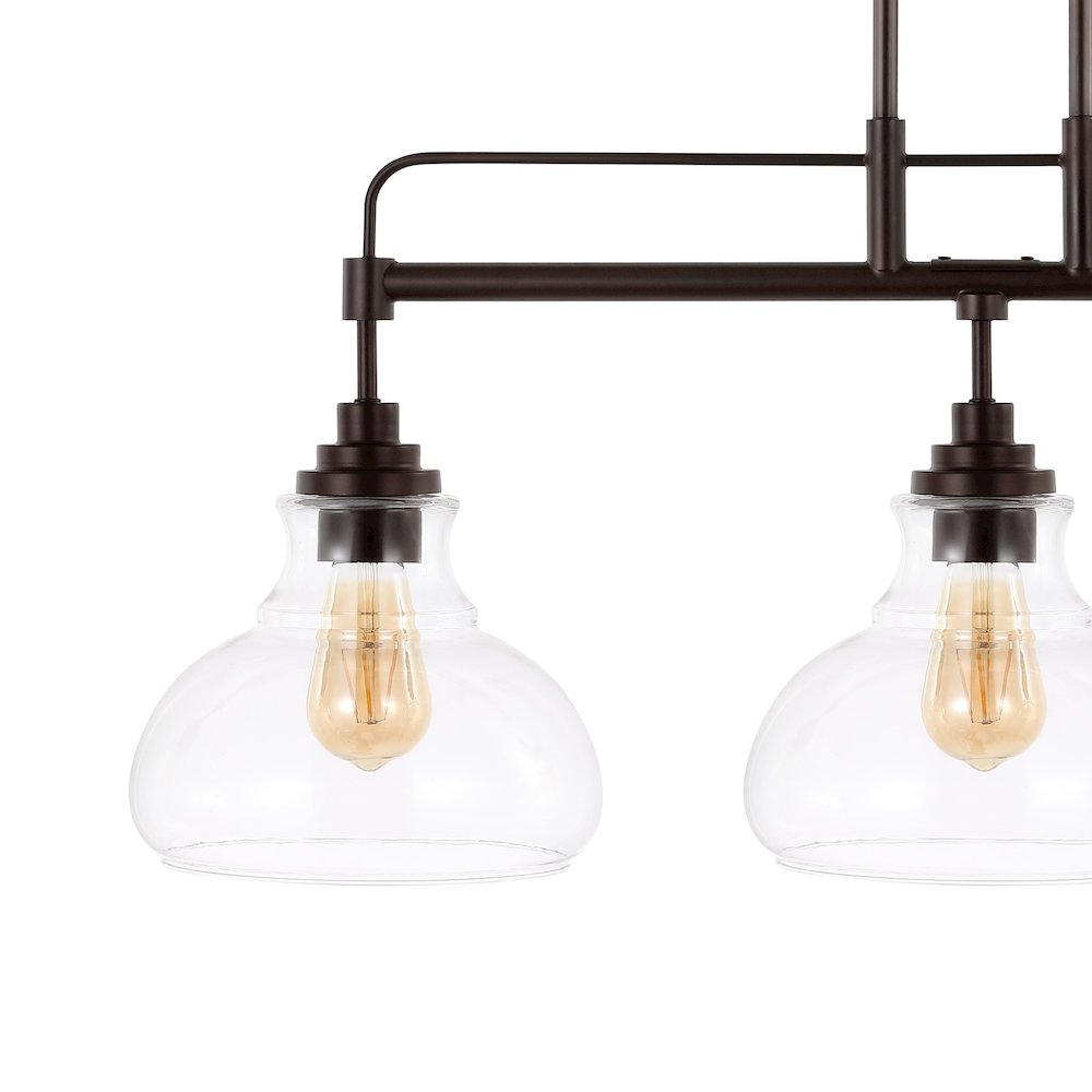 Marlowe Farmhouse Industrial Iron/Glass Linear Led Pendant. Picture 3