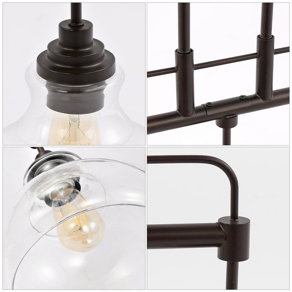 Marlowe Farmhouse Industrial Iron/Glass Linear Led Pendant. Picture 6
