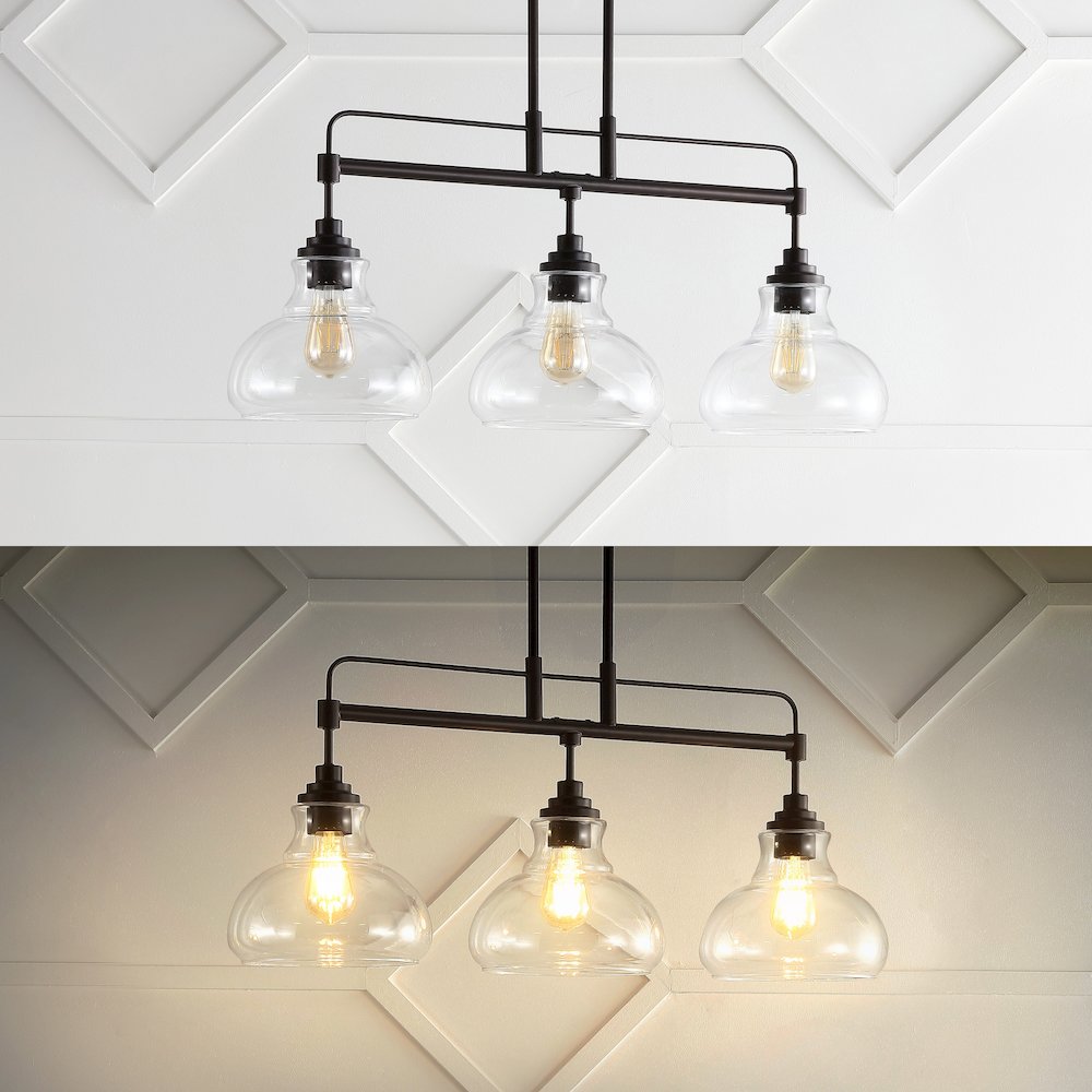 Marlowe Farmhouse Industrial Iron/Glass Linear Led Pendant. Picture 10