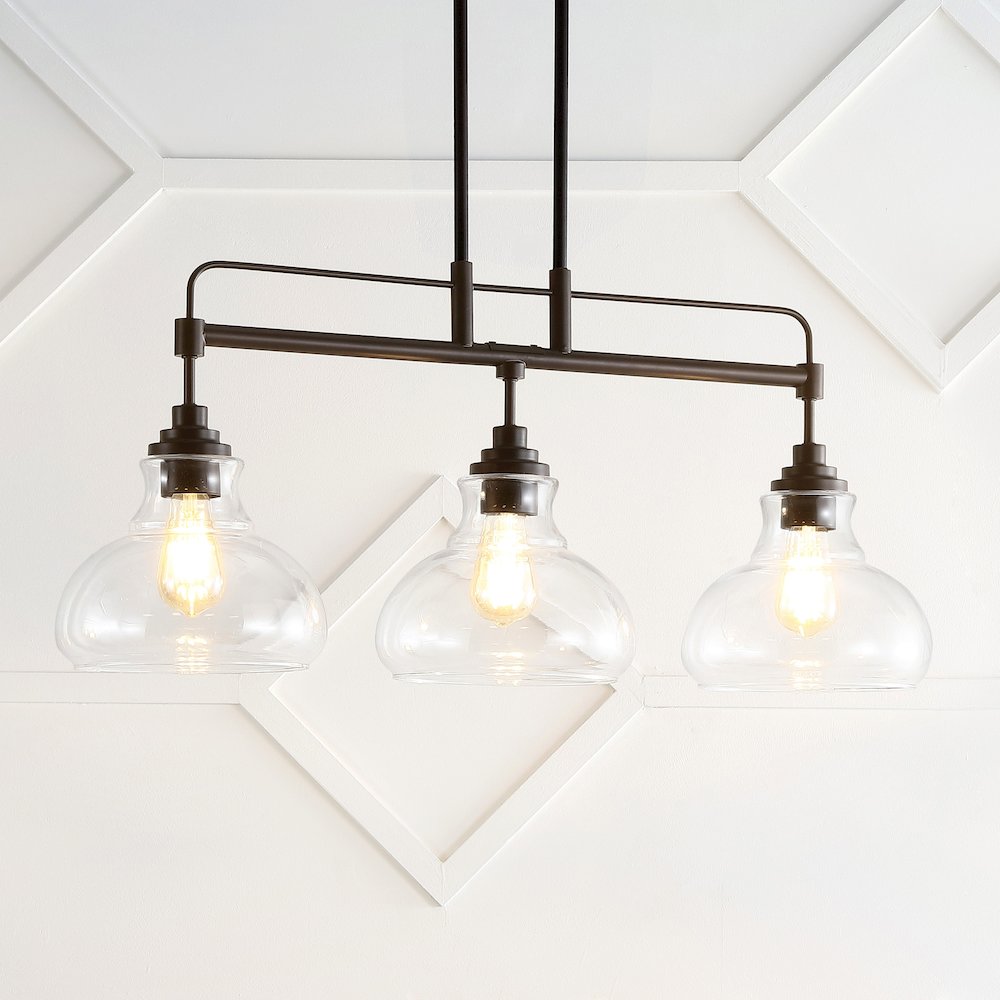Marlowe Farmhouse Industrial Iron/Glass Linear Led Pendant. Picture 8