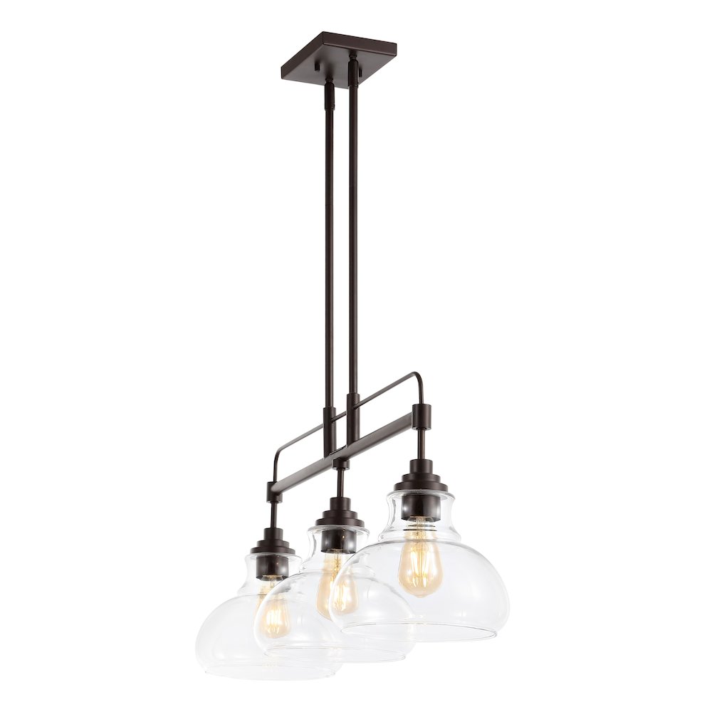 Marlowe Farmhouse Industrial Iron/Glass Linear Led Pendant. Picture 7