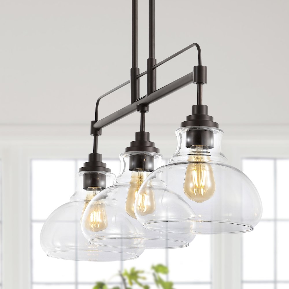 Marlowe Farmhouse Industrial Iron/Glass Linear Led Pendant. Picture 9