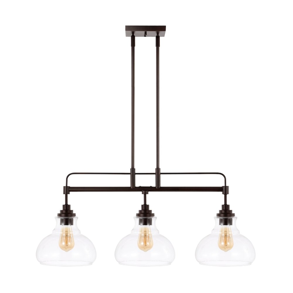 Marlowe Farmhouse Industrial Iron/Glass Linear Led Pendant. Picture 2