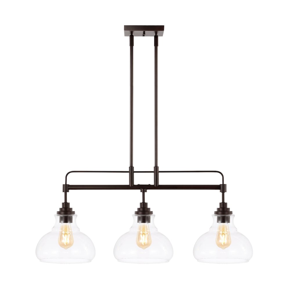 Marlowe Farmhouse Industrial Iron/Glass Linear Led Pendant. Picture 1