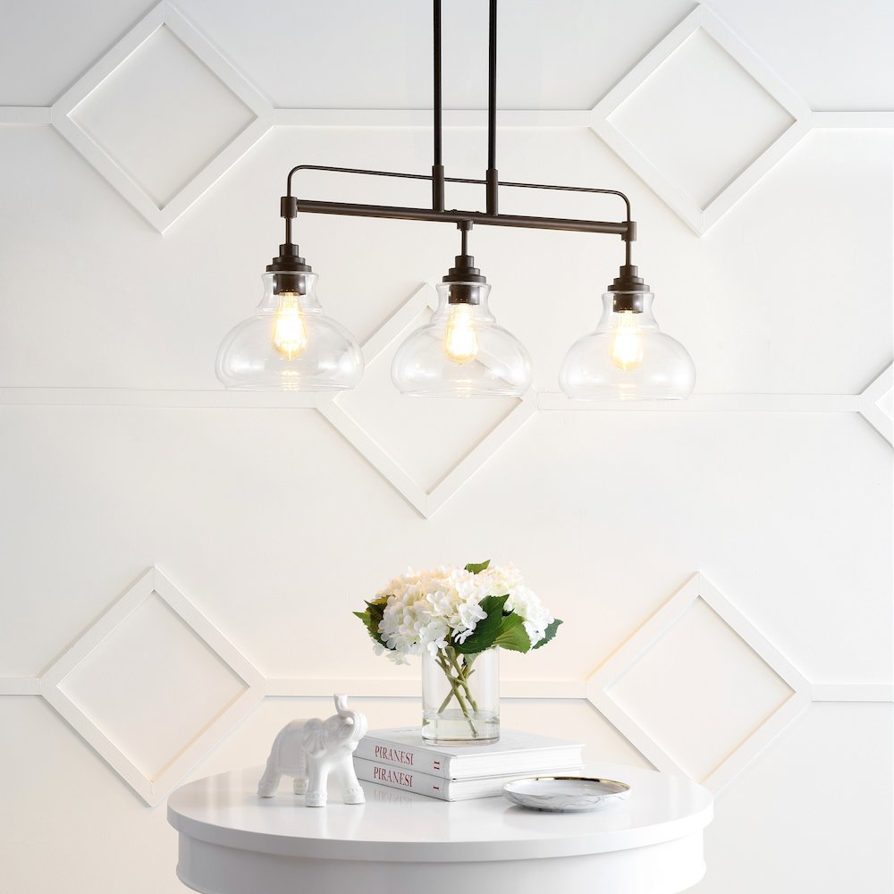 Marlowe Farmhouse Industrial Iron/Glass Linear Led Pendant. Picture 5