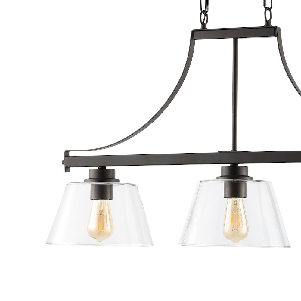 Jayden Industrial Farmhouse Iron/Glass Linear Led Pendant. Picture 2