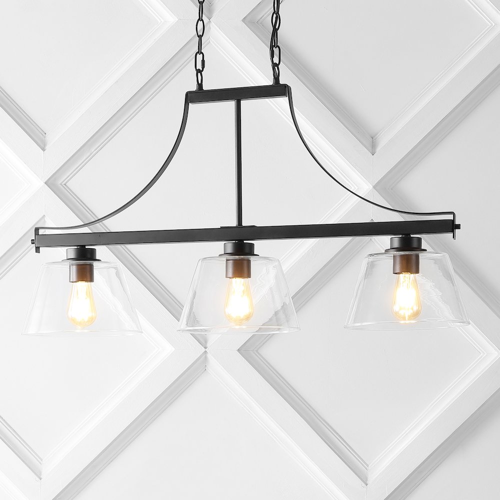 Jayden Industrial Farmhouse Iron/Glass Linear Led Pendant. Picture 8
