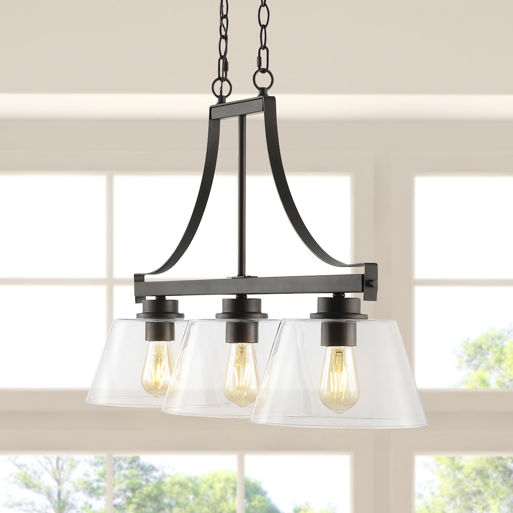 Jayden Industrial Farmhouse Iron/Glass Linear Led Pendant. Picture 9