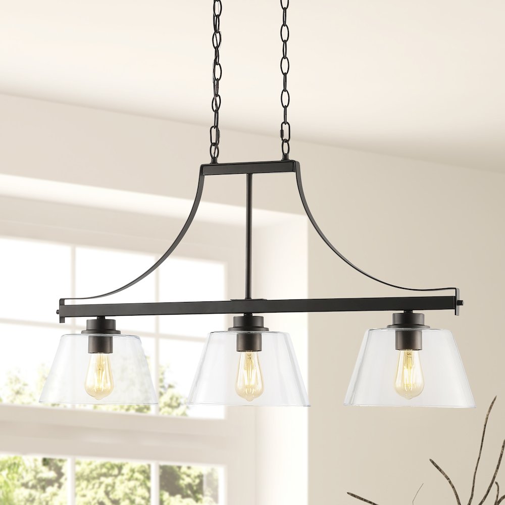 Jayden Industrial Farmhouse Iron/Glass Linear Led Pendant. Picture 10