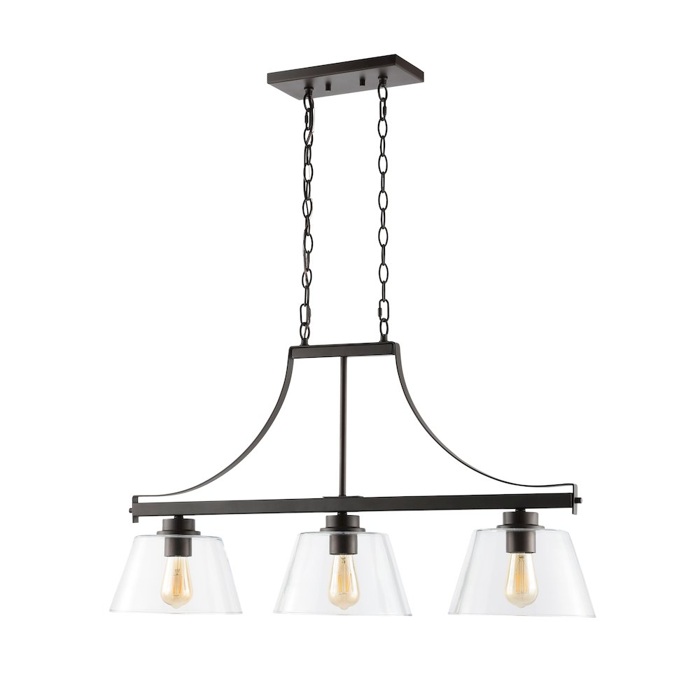 Jayden Industrial Farmhouse Iron/Glass Linear Led Pendant. Picture 1