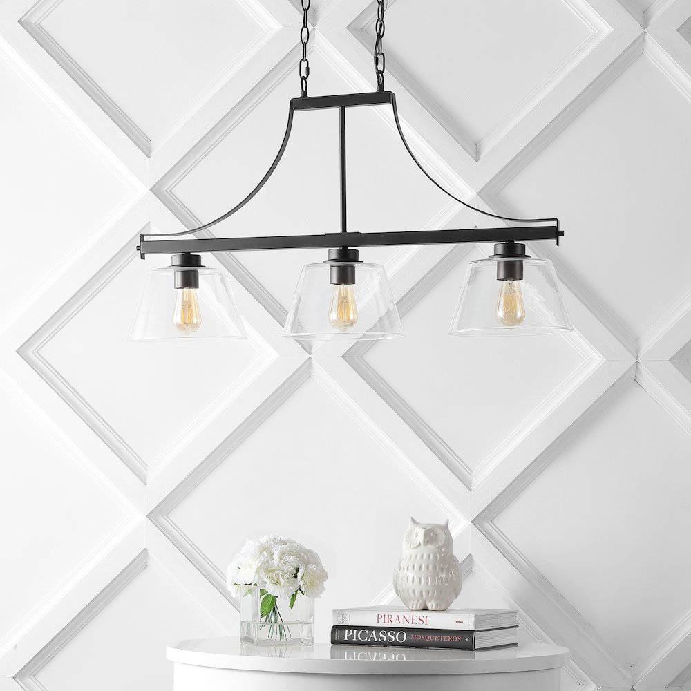 Jayden Industrial Farmhouse Iron/Glass Linear Led Pendant. Picture 5