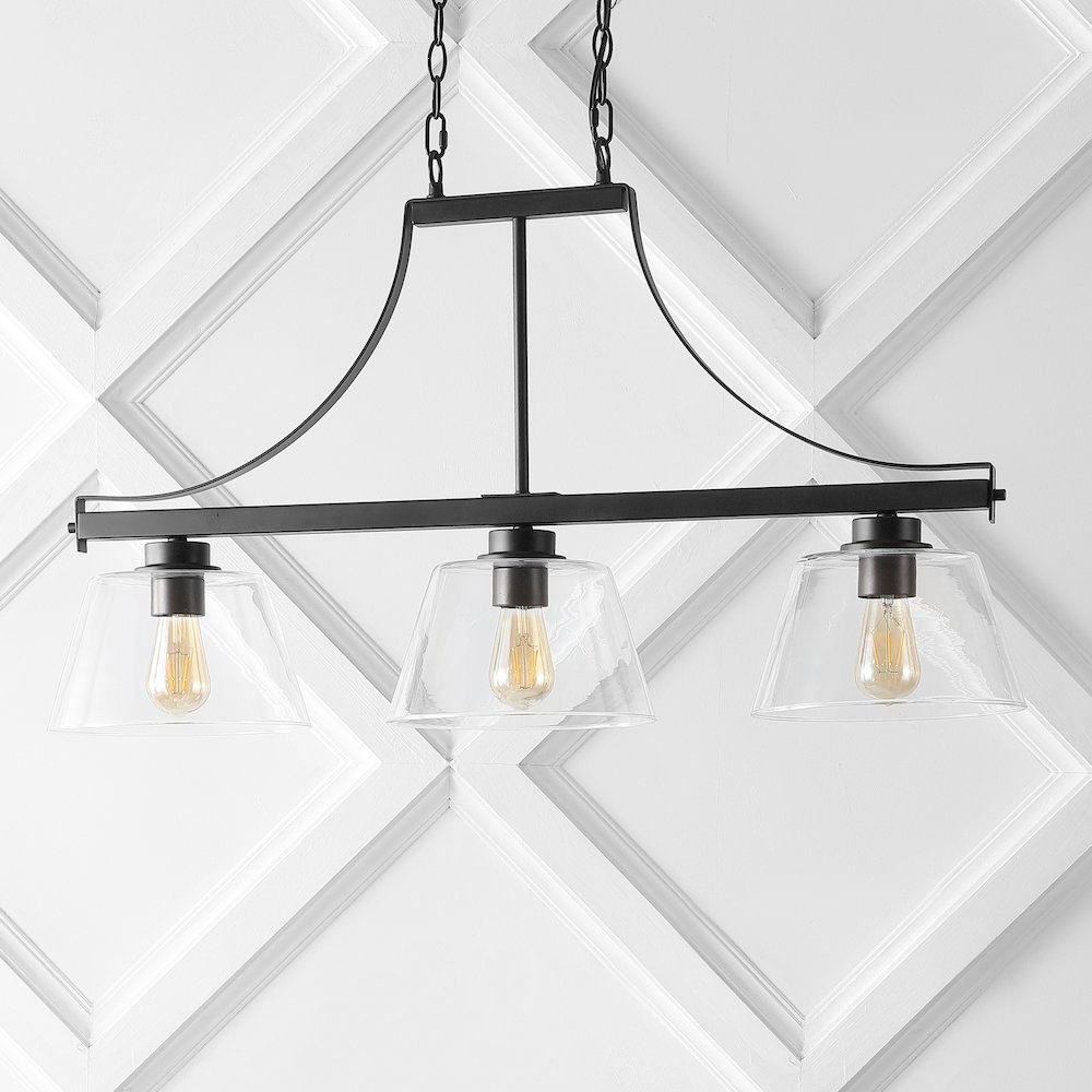 Jayden Industrial Farmhouse Iron/Glass Linear Led Pendant. Picture 6