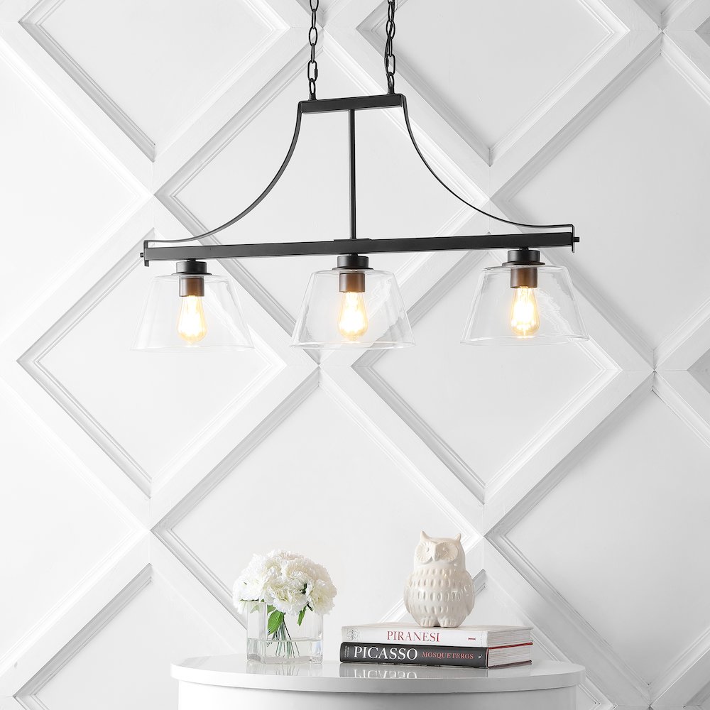Jayden Industrial Farmhouse Iron/Glass Linear Led Pendant. Picture 4