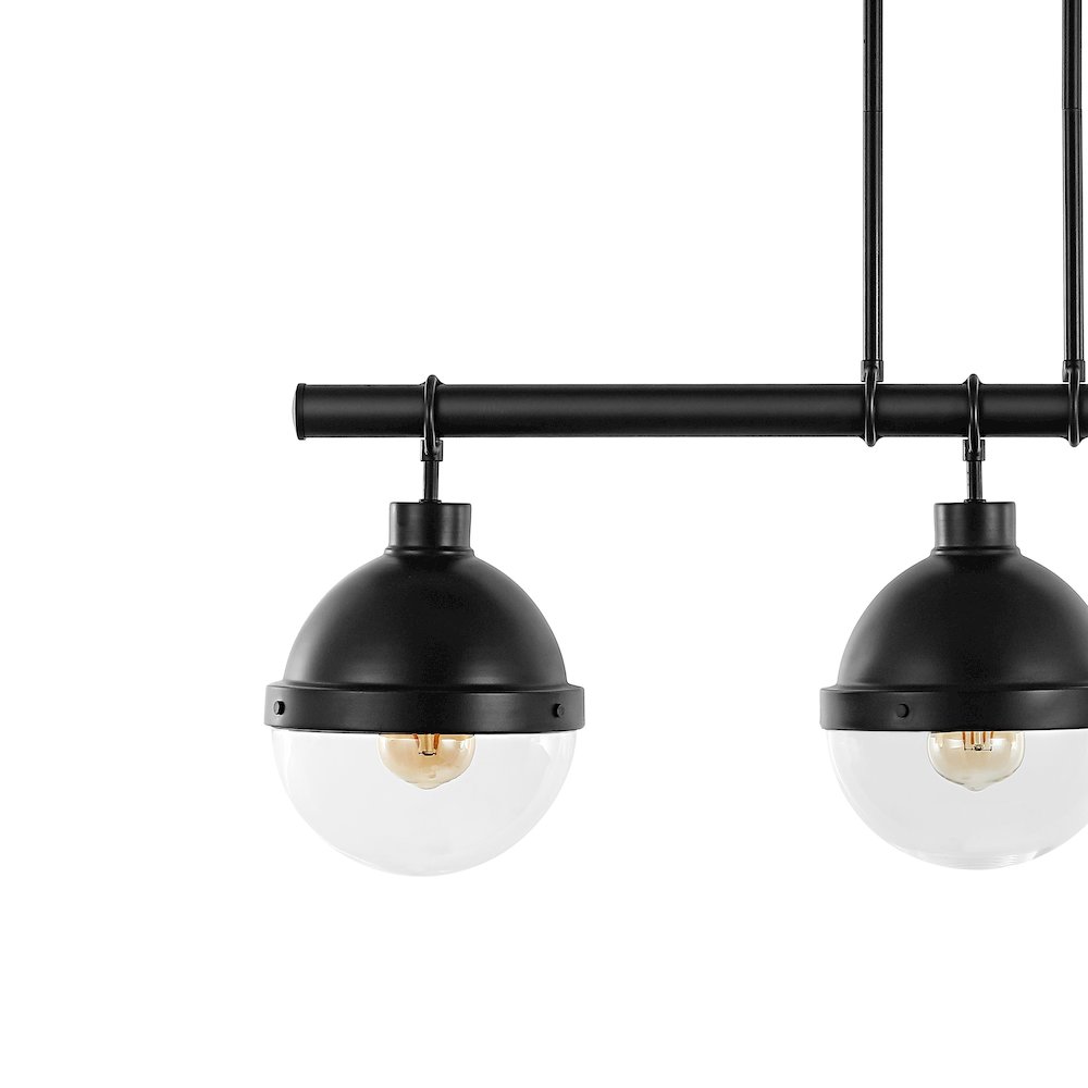 Caleb Industrial Farmhouse Iron/Glass Linear Led Pendant. Picture 3