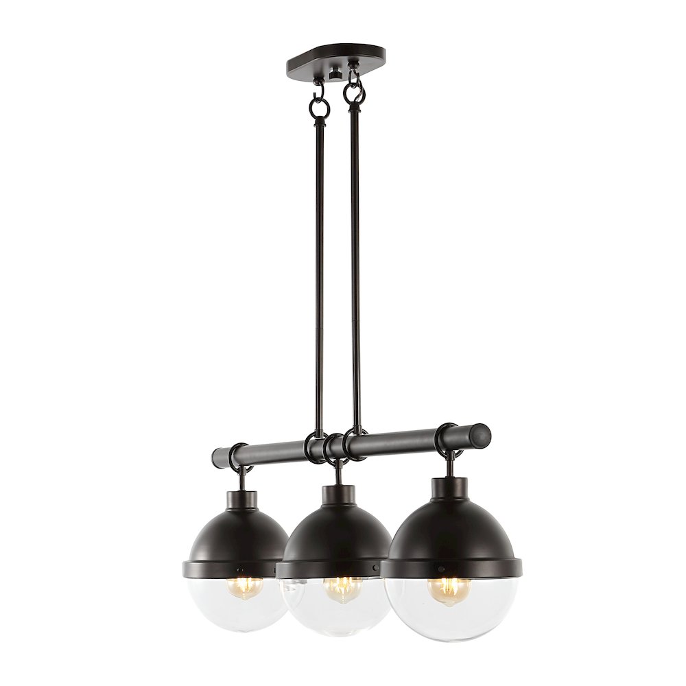 Caleb Industrial Farmhouse Iron/Glass Linear Led Pendant. Picture 7
