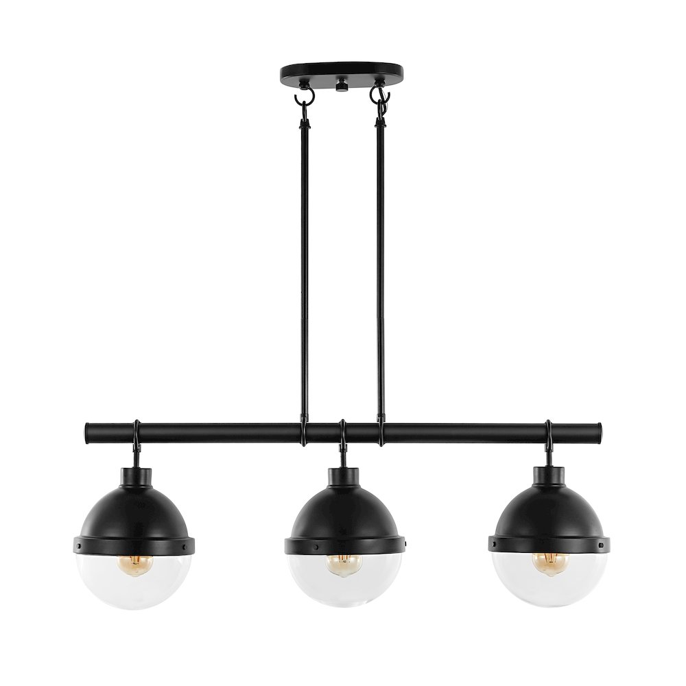 Caleb Industrial Farmhouse Iron/Glass Linear Led Pendant. Picture 2