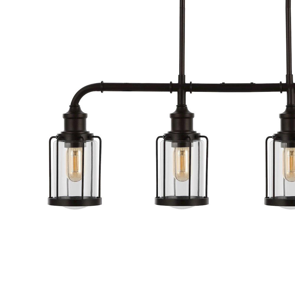 Abbott Farmhouse Industrial Iron/Glass Linear Led Pendant. Picture 3