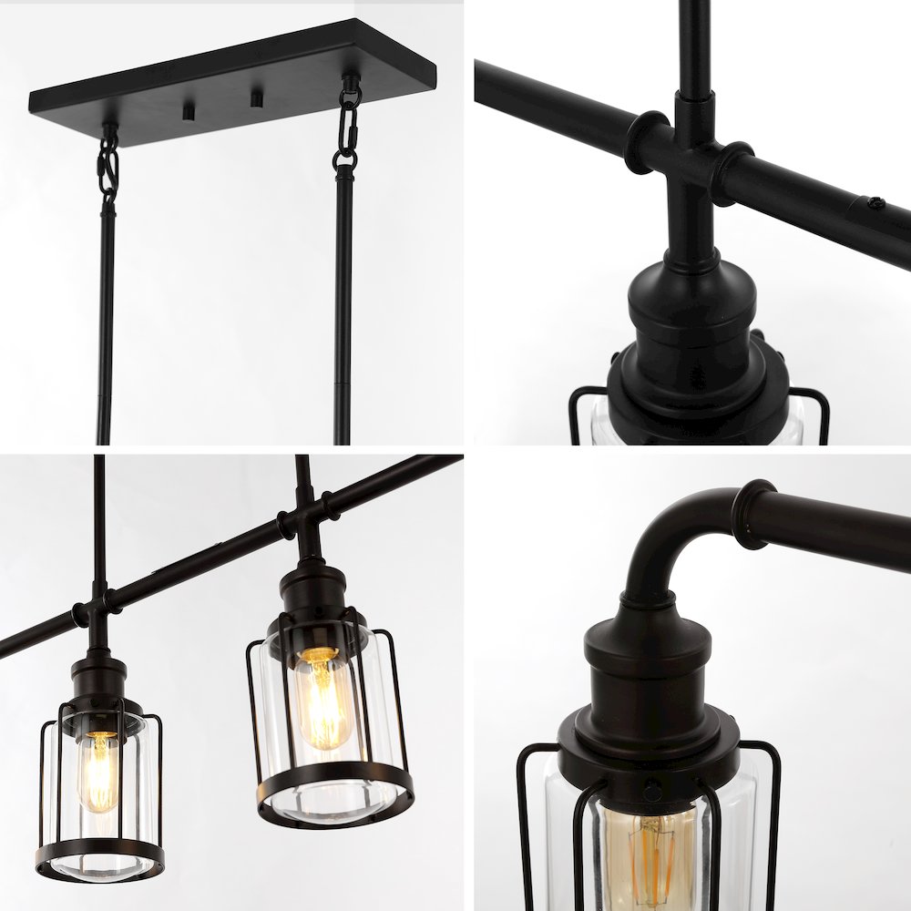 Abbott Farmhouse Industrial Iron/Glass Linear Led Pendant. Picture 7