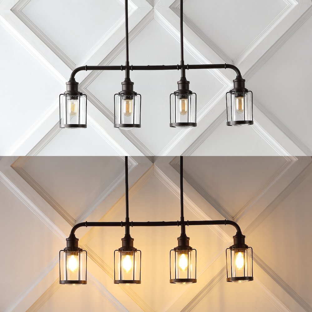 Abbott Farmhouse Industrial Iron/Glass Linear Led Pendant. Picture 12