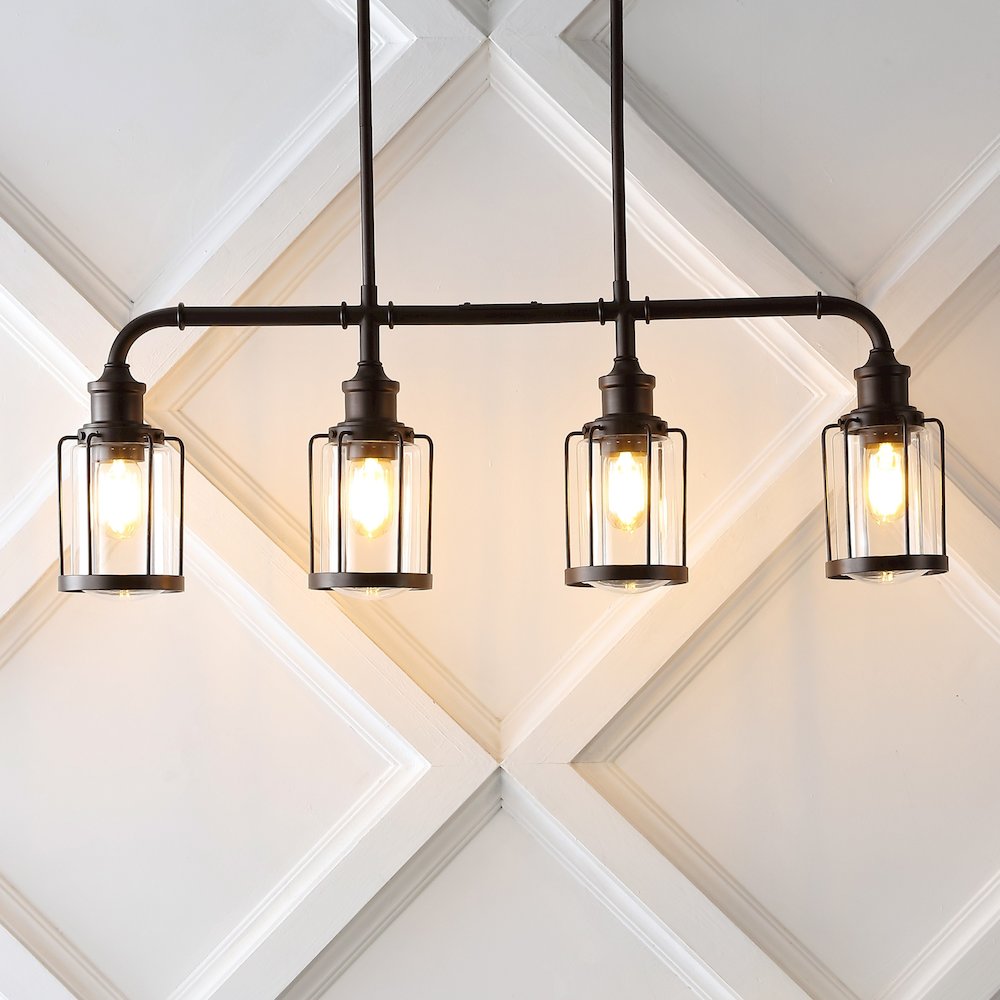 Abbott Farmhouse Industrial Iron/Glass Linear Led Pendant. Picture 9