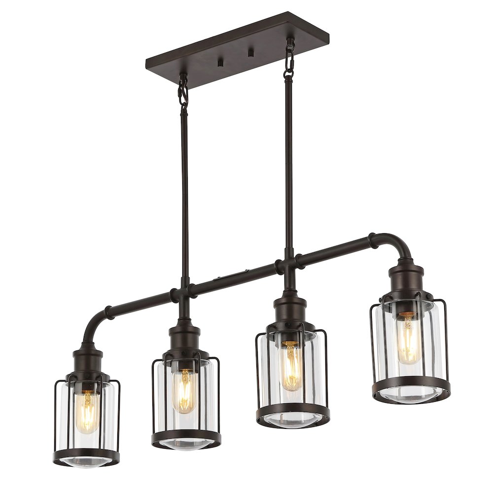 Abbott Farmhouse Industrial Iron/Glass Linear Led Pendant. Picture 8