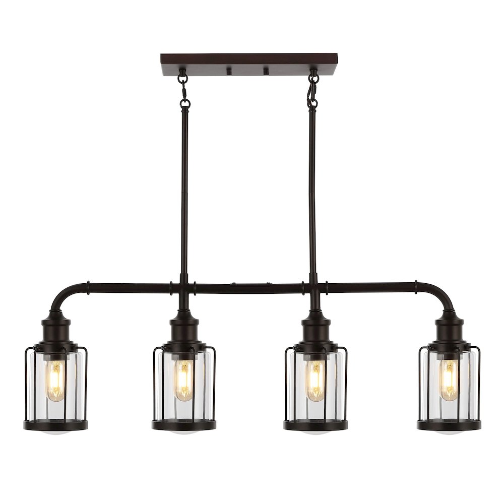 Abbott Farmhouse Industrial Iron/Glass Linear Led Pendant. Picture 5