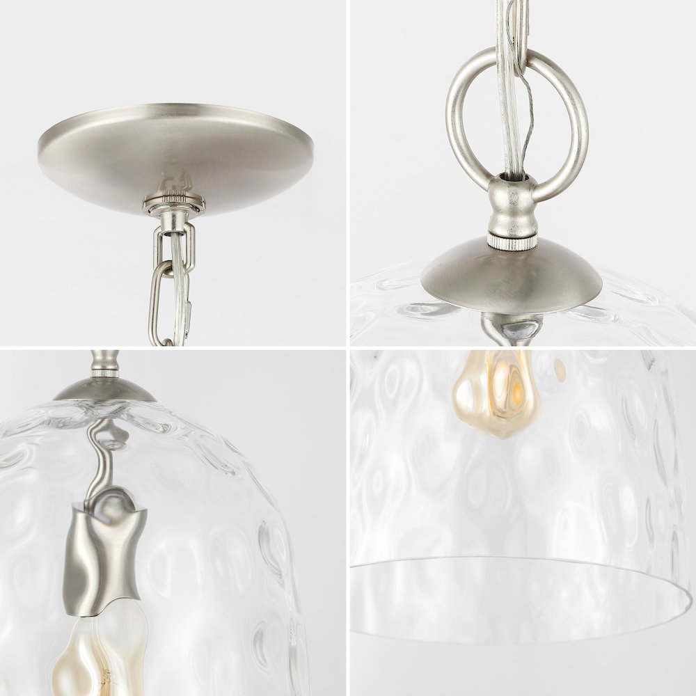 Matilda 1-Light Industrial Designer Iron/Dimple Glass Dome Led Pendant. Picture 4
