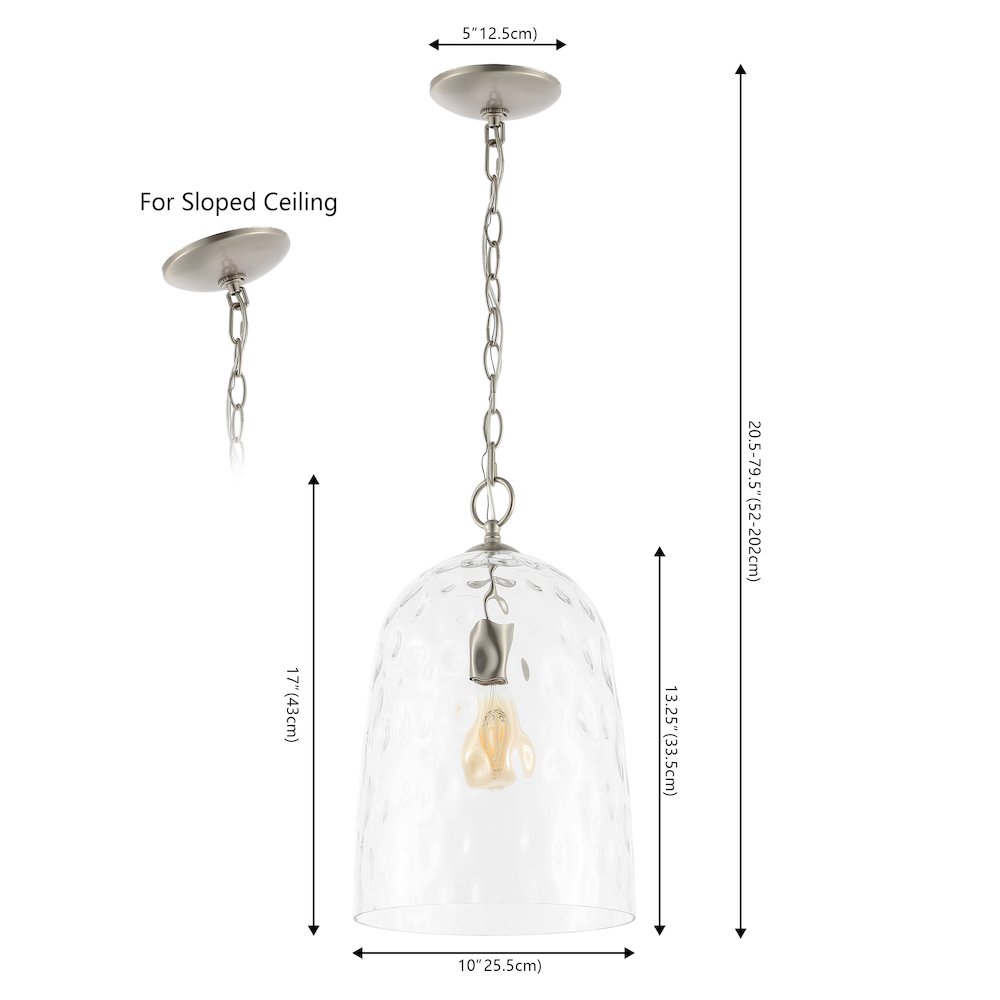 Matilda 1-Light Industrial Designer Iron/Dimple Glass Dome Led Pendant. Picture 3