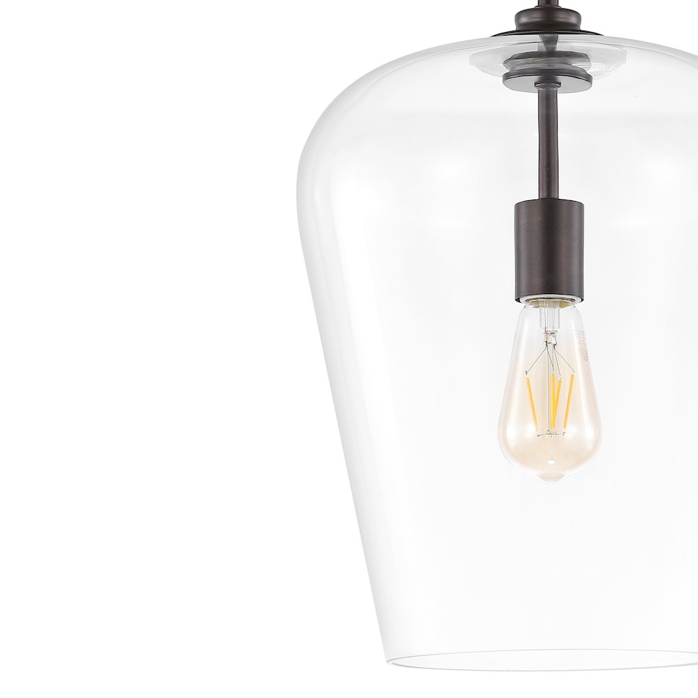 Hayes Industrial Farmhouse Iron/Glass Led Pendant. Picture 2
