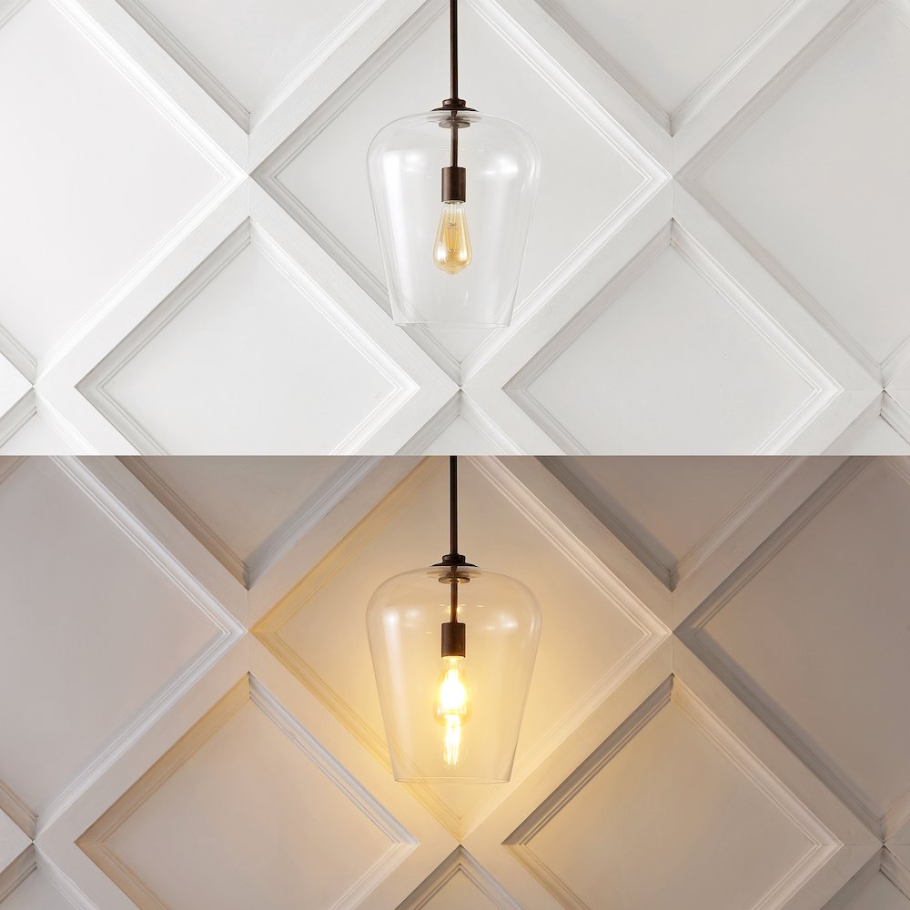 Hayes Industrial Farmhouse Iron/Glass Led Pendant. Picture 9