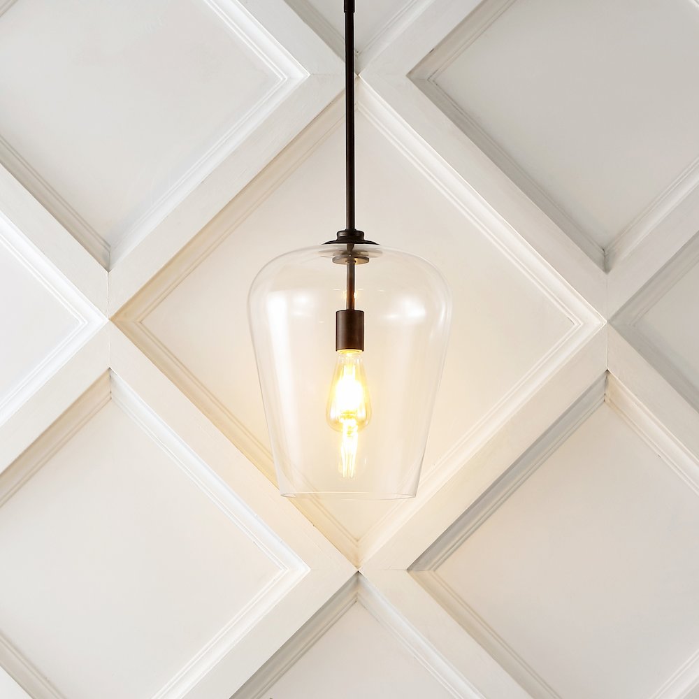 Hayes Industrial Farmhouse Iron/Glass Led Pendant. Picture 6