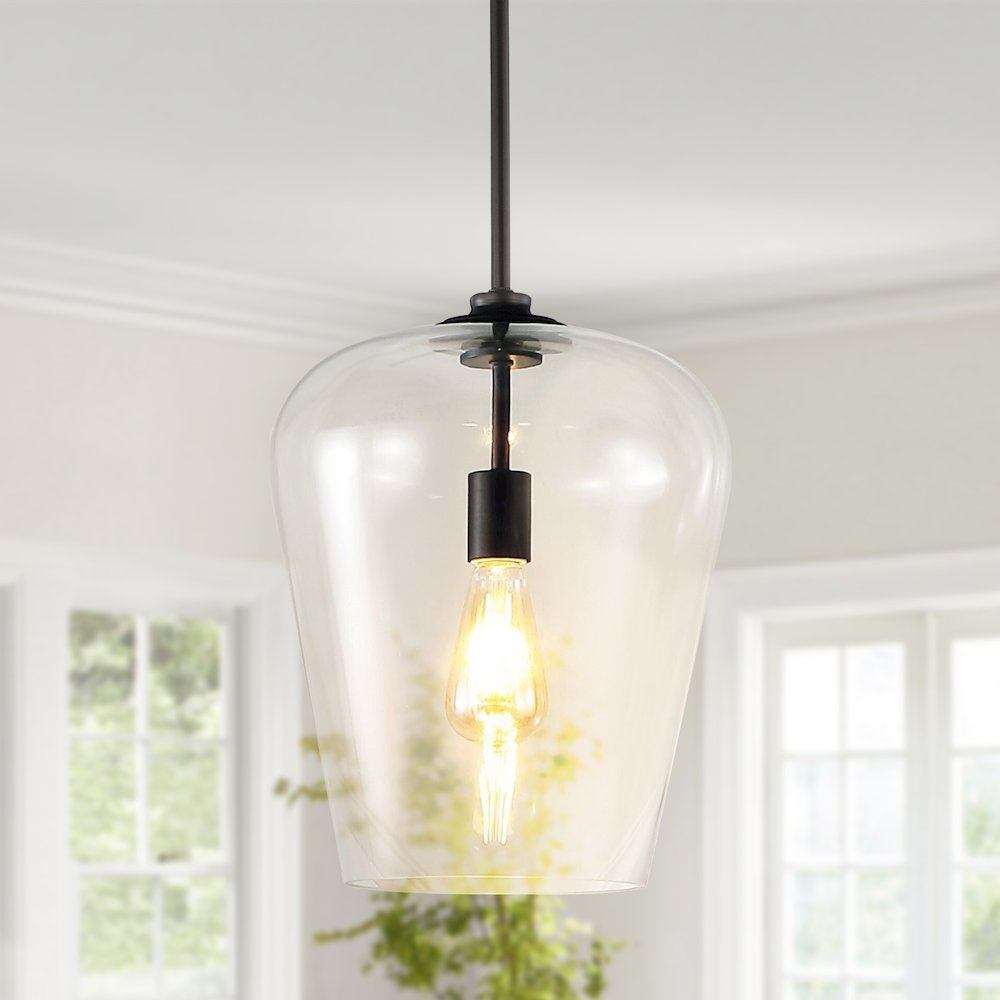 Hayes Industrial Farmhouse Iron/Glass Led Pendant. Picture 7