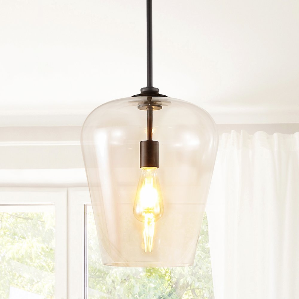 Hayes Industrial Farmhouse Iron/Glass Led Pendant. Picture 8