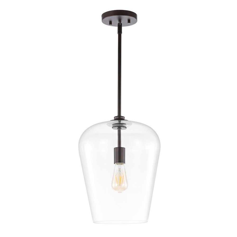 Hayes Industrial Farmhouse Iron/Glass Led Pendant. Picture 1