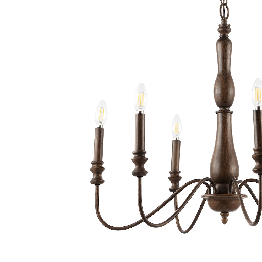 Victoria Rustic Midcentury Iron Led Chandelier. Picture 2
