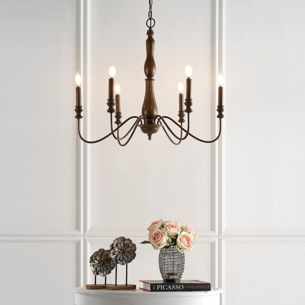 Victoria Rustic Midcentury Iron Led Chandelier. Picture 7