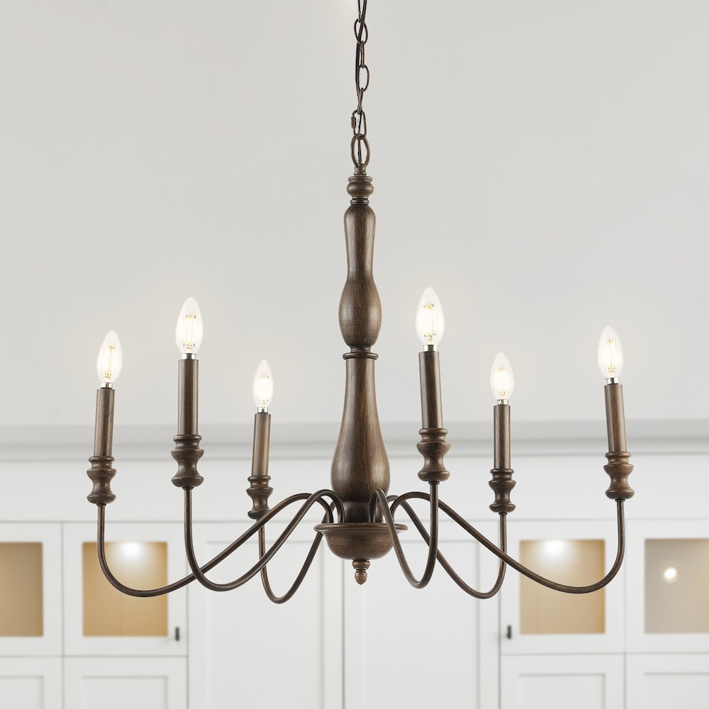 Victoria Rustic Midcentury Iron Led Chandelier. Picture 8