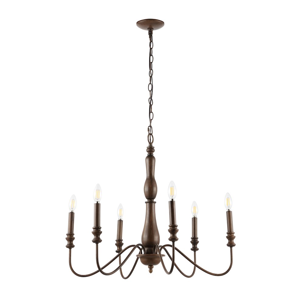 Victoria Rustic Midcentury Iron Led Chandelier. Picture 1