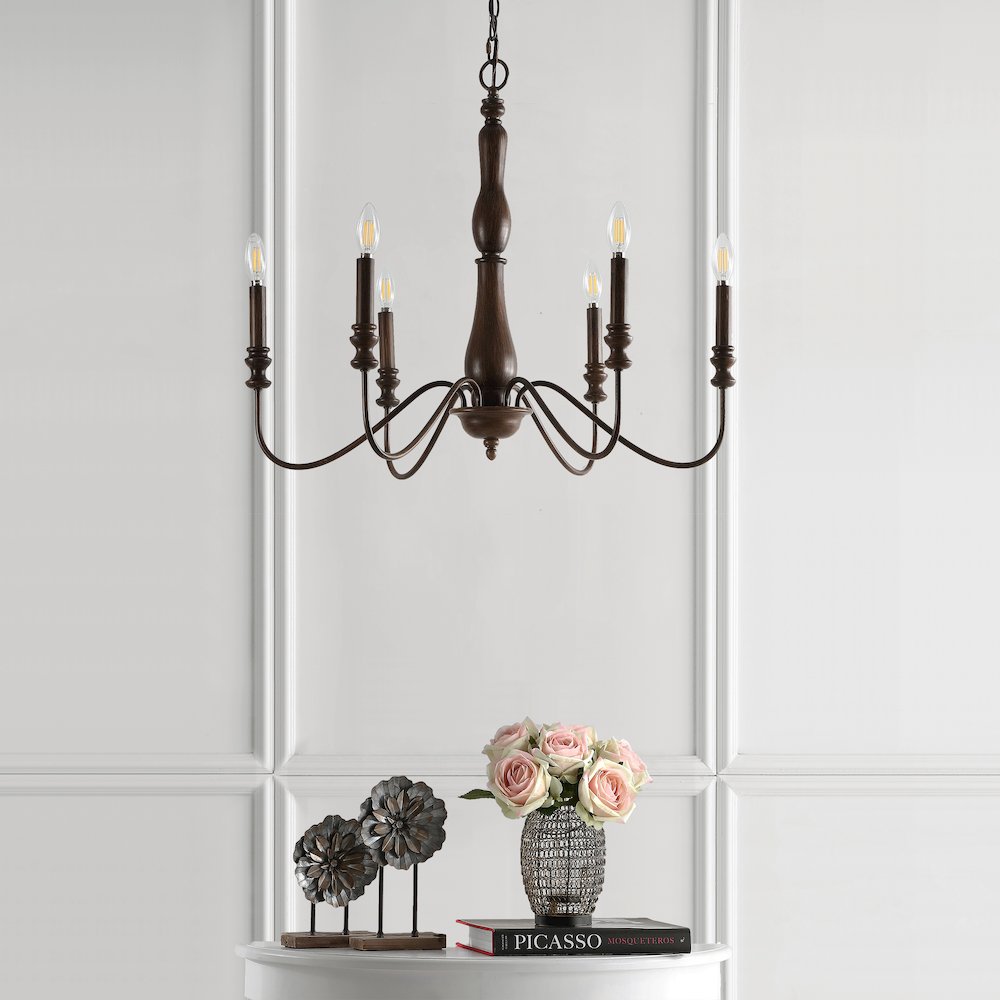 Victoria Rustic Midcentury Iron Led Chandelier. Picture 4