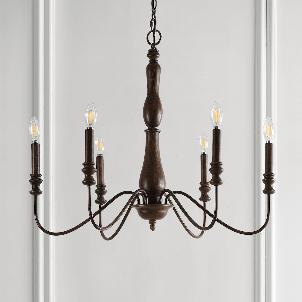Victoria Rustic Midcentury Iron Led Chandelier. Picture 5