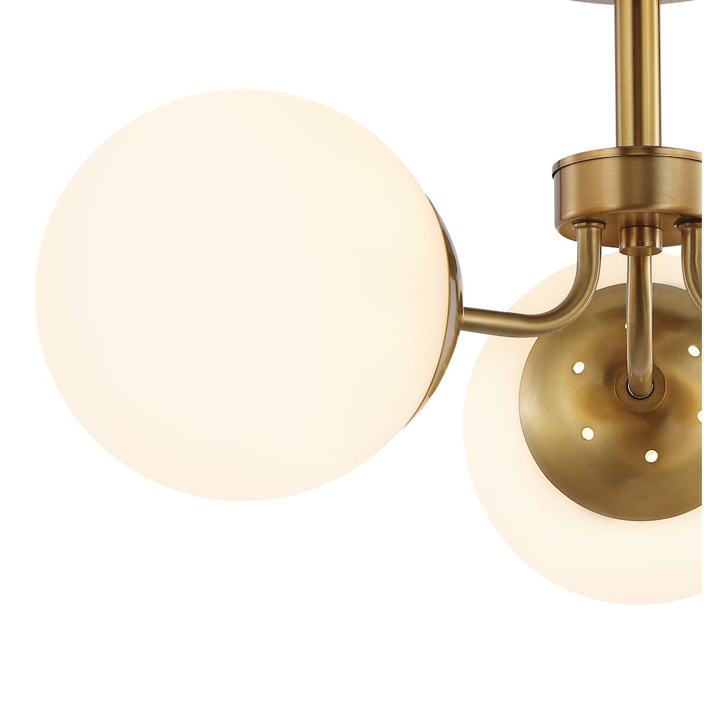 Marcel Bistro Bohemian Farmhouse Ironfrosted Glass Led Semi Flush Mount. Picture 2